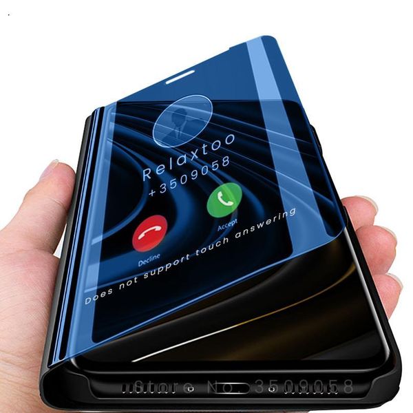 

smart sleep mirror phone covers case for xiaomi pocophone little poco m3 m 3 magnetic stand book coque o jllrji