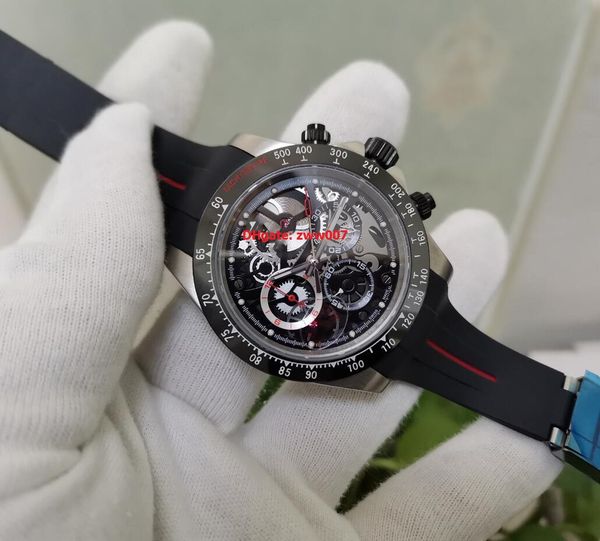 

elling wristwatches 40mm 116509 quartz chronograph rubber strap bands mens men's watch watches, Slivery;brown