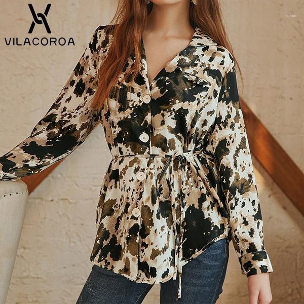 

women print loose long-sleeve elegant blouse notched single-breasted lace-up shirt autumn casual female streetwear clothes1, White