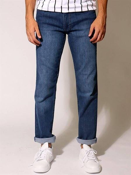 

повседневный cut pipe расклешенные мужчины жан брюки 305 (синий деним всг, Blue