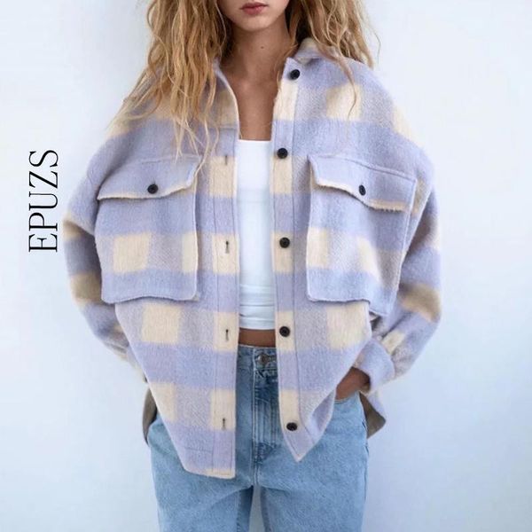

fashion oversize wool coat women pladi jackets vintage long sleeve jacket and coat ladies korean outerwear 2020 streetwear1, Black