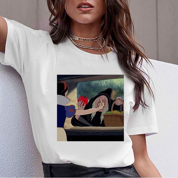 

new arrival womens cartoon print harajuku t shirt o neck funny t shirt print casual short sleeve women streetwear, White