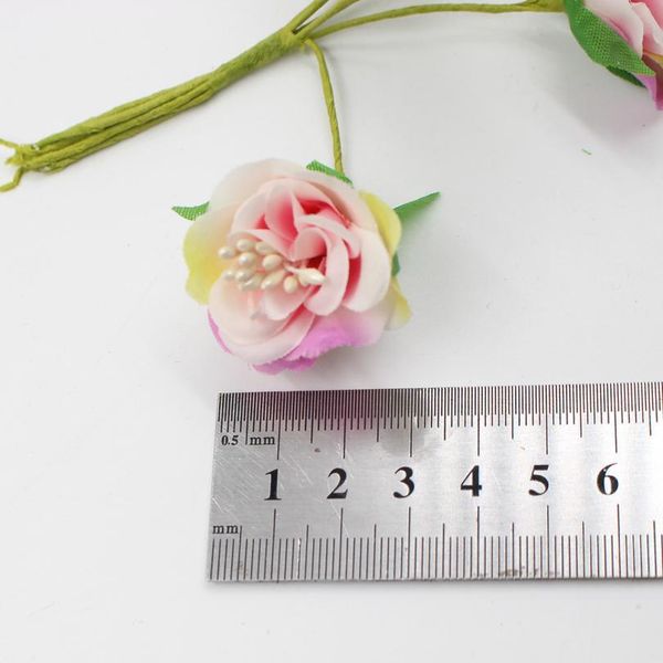 

6pcs/lot colorful silk rose stamen artificial flowers for wedding home decoration diy handcraft garland gift scrapbookin jlllnf