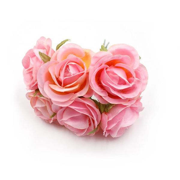 

6pcs/lot 4cm mini rose artificial flowers bouquet for wedding home decoration diy handcraft gifts box wreath scrapbookin jllpnh