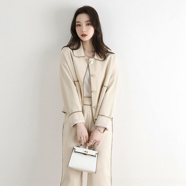 

западные брюки k2umm 2020 вскользь маленькой богиня широких ног брюки вентилятор двухсекционного костюма 2020 осени для женщин корейского ст, Gray