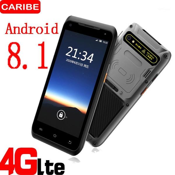 

scanners caribe rugged pda android 8.1 phone barcode scanner 1d 2d uhf rfid handheld terminal data collector 5.5 inch touch screen1