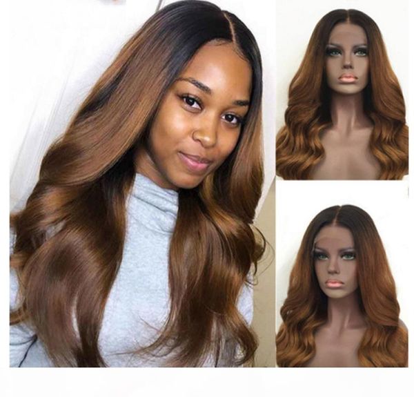 

medium aubum ombre human hair wig 180 density 13x6 lace front human hair wigs for women brazilian remy loose wave lace front wig, Black;brown