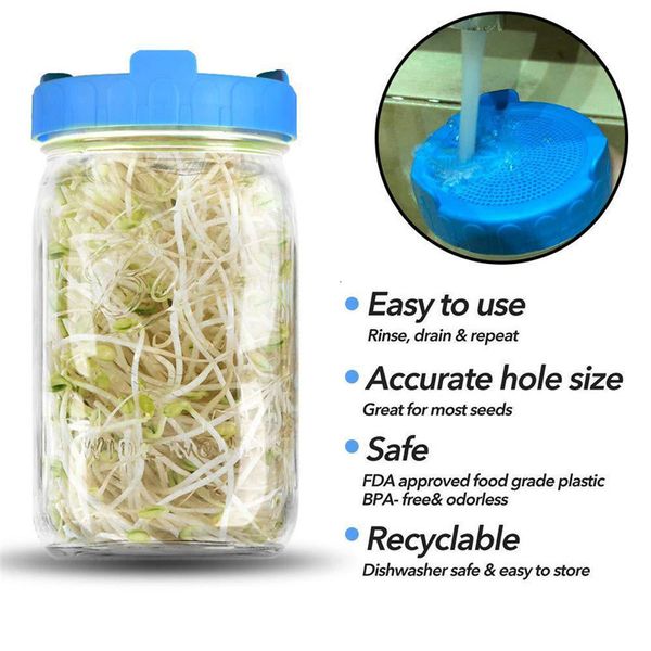 

factory price food grade plastic mesh sprout cover sprouting kit vegetable seed growing mason jar lids