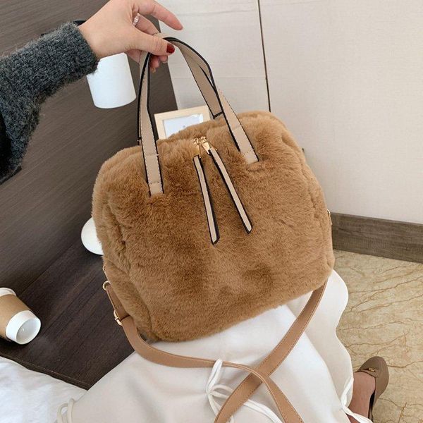 

cross body autumn and winter women's tote bags shoulder underarm faux fur small crossbody for 2021 fashion furry handbag