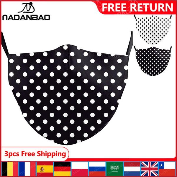 

nadanbao fashion dot print mask women washable earloop masks reusable simple black white point mouth cover outdoor mask bbyard bwkf