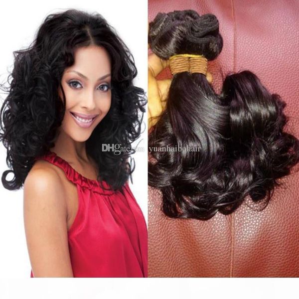 

stock virgin indian hair bouncy curls funmi hair weaving for women 3pcs ing, Black;brown