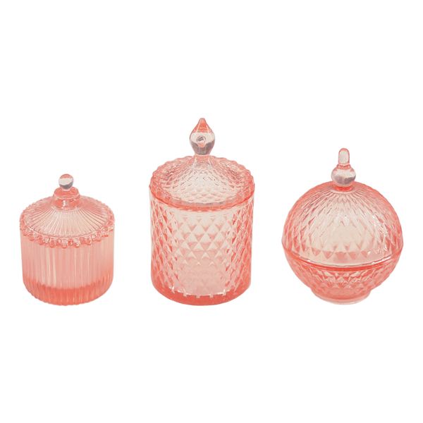 

doll house glass fruit jar with lid handmade accessories cookies candy mini food jars accessory 1:6 pink 3pcs