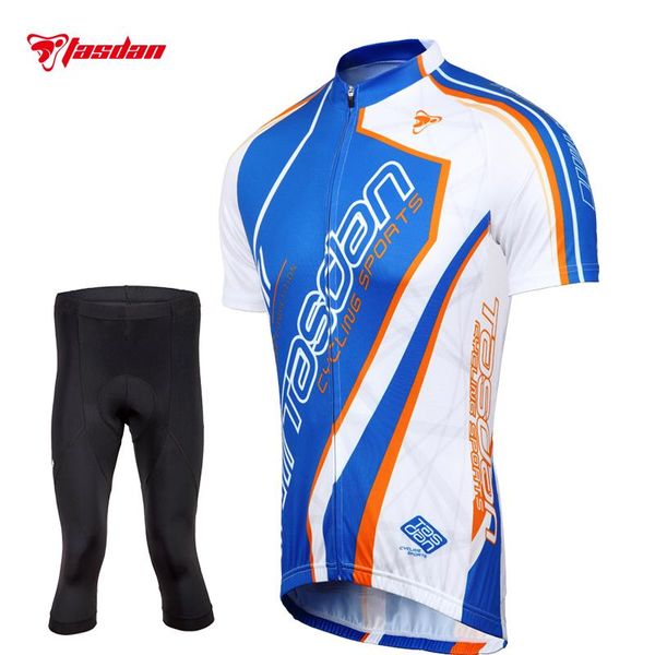 

tasdan men cycling jersey sets short sleeve keep dry mesh cycling clothing mountain road mtb bike tight pants, Black;blue