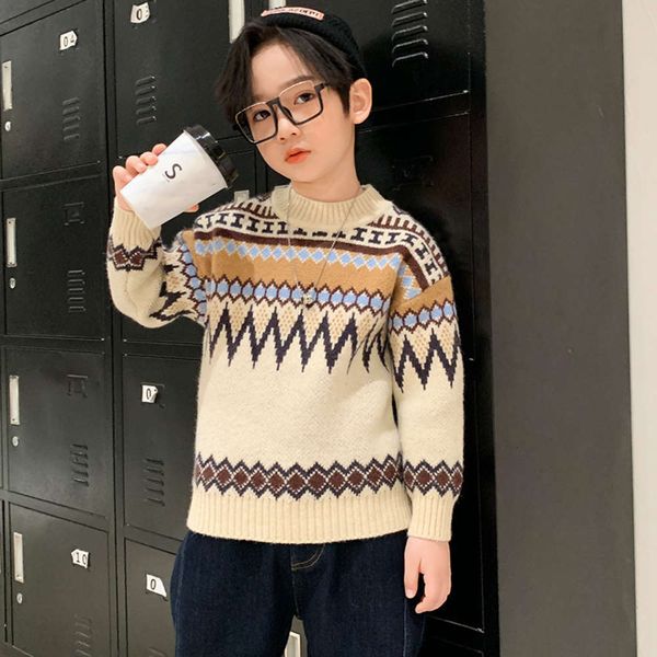 

2020 new pullover boys' children's sweater zhongda tong 10 korean fashion autumn and winter boys 05nd, Blue