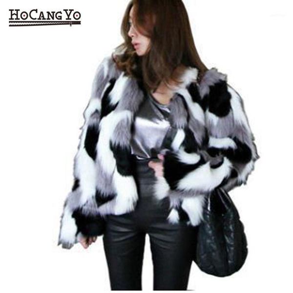

winter women faux fur coat plus size covered button o neck furry jacket women winter coat fashion slim fur coats fluffy jackets1, Black