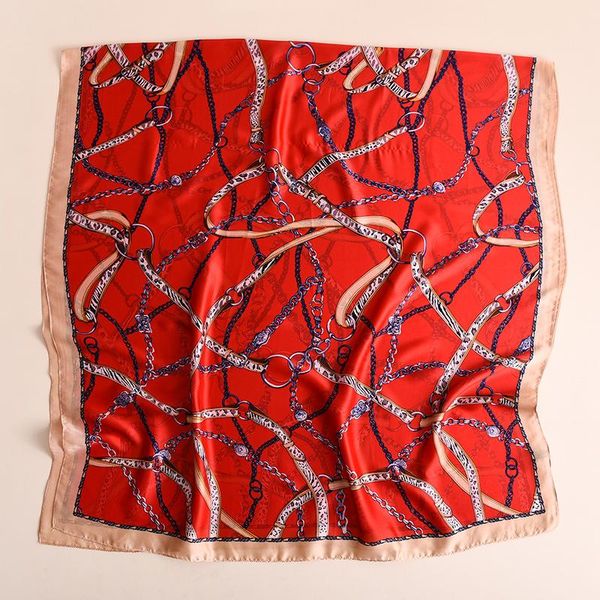 

женщины silk skarf 2020 роскошная цепь печать леди пашмина хиджаб шали и обертывает оголовье follard bufanda шарфы sqchrn, Blue;gray