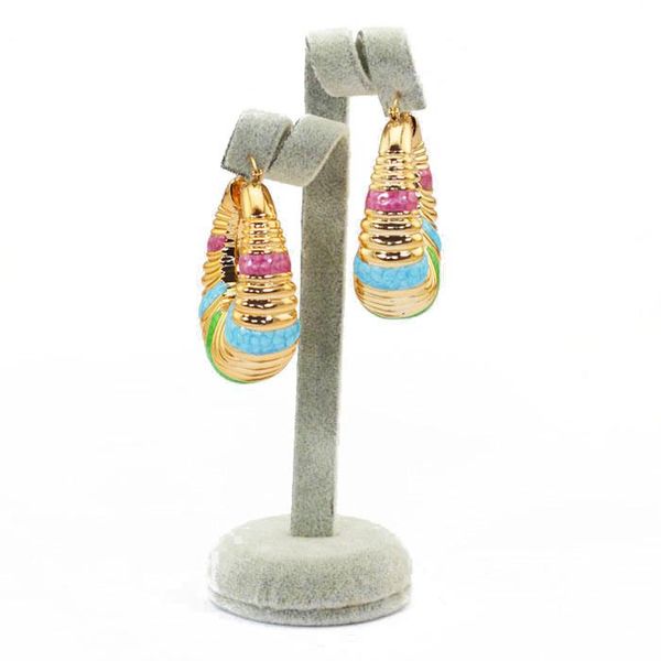 

luxury copper large big hoop earrings for women wedding jewelry earrings colorful enamel gift ea004, Golden;silver