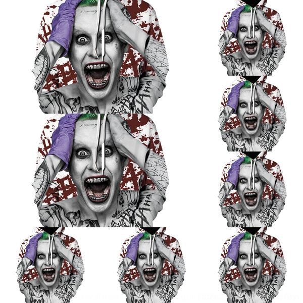 

n42d8 autumn and winter autumn suicide fashion 3d digital printing new clown haha sweater fashion and winter hoodie team suicide team 3d dig, Black