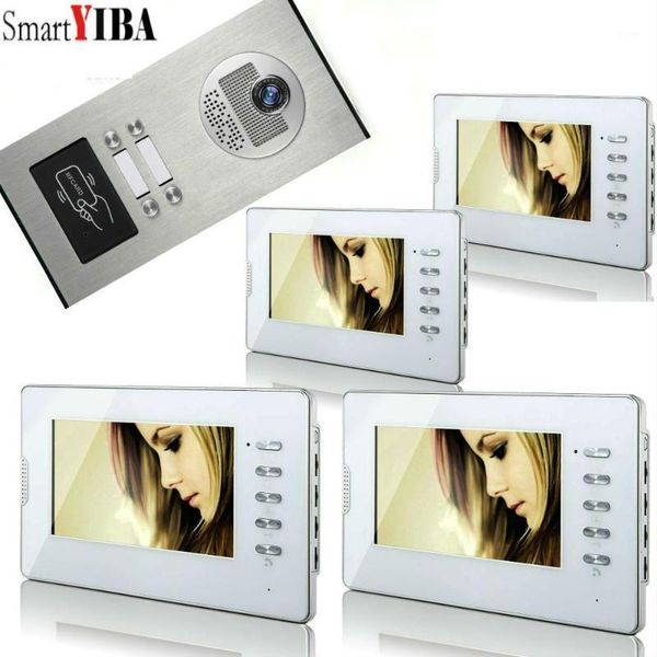 

video door phones smartyiba 4 apartments 7" multi apartment phone system intercom doorbell 700 tvl camera for families1