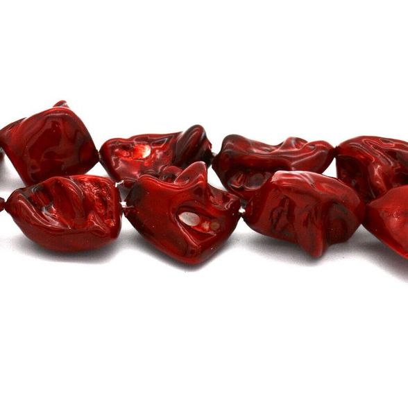 

chains 14x18x10mm red irregular south sea shell pearl necklace 18 inch, Silver