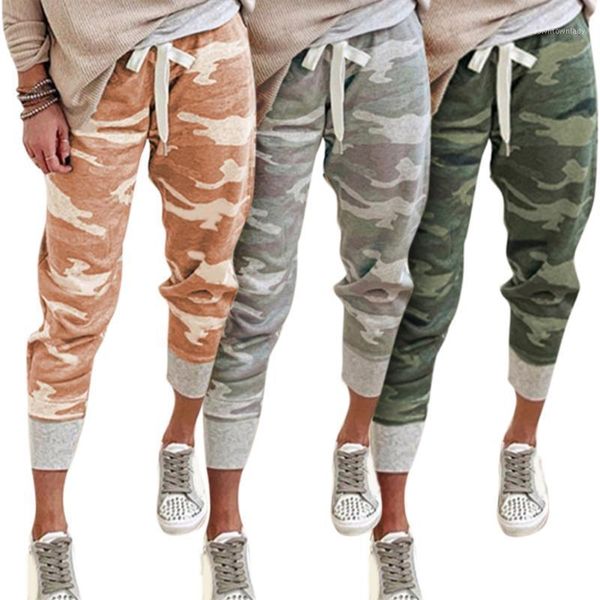 

women's pants & capris women camouflage joggers casual ankle length cargo trousers ladies lace up sweatpants clothing1, Black;white