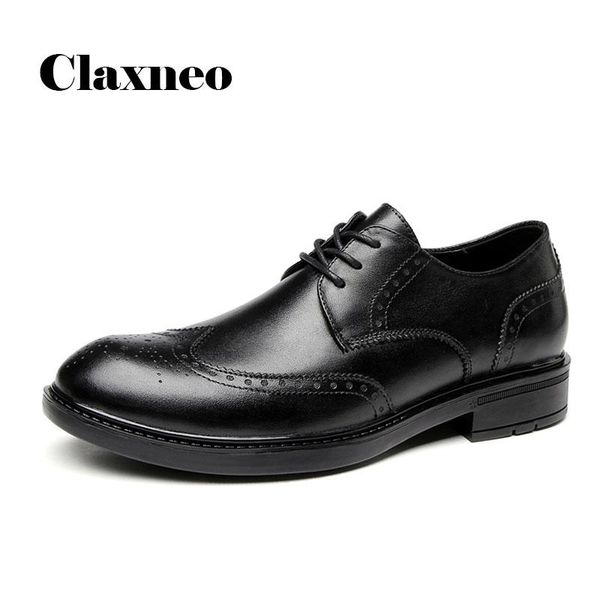 

claxneo man brogue shoes 2020 spring autumn male dress shoe genuine leather wedding footwear clax men oxfords office shoe, Black