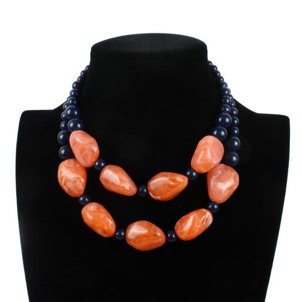 

chokers europe and the united states foreign trade fashion exaggerated resin multi-layer personal necklace factory direct sales, Golden;silver