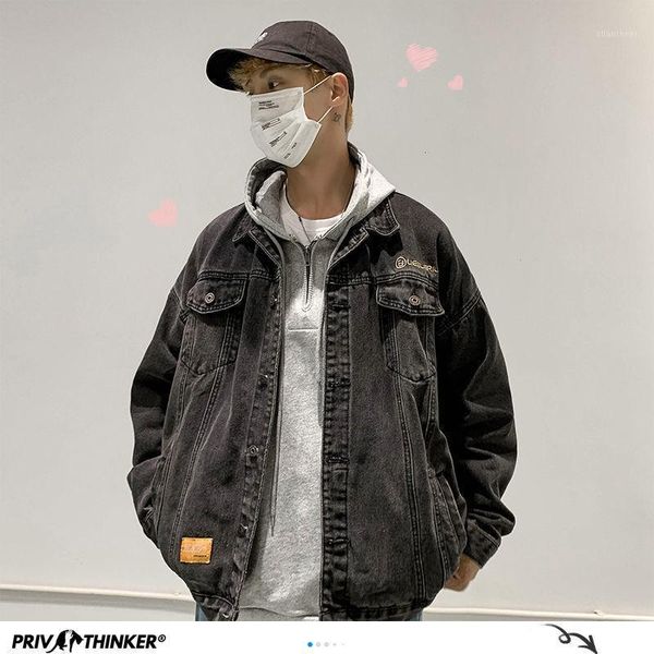 

autumn men denim jackets vinatge blue black man casual jean coats korean oversized male jacket coat 5xl1, Black;brown