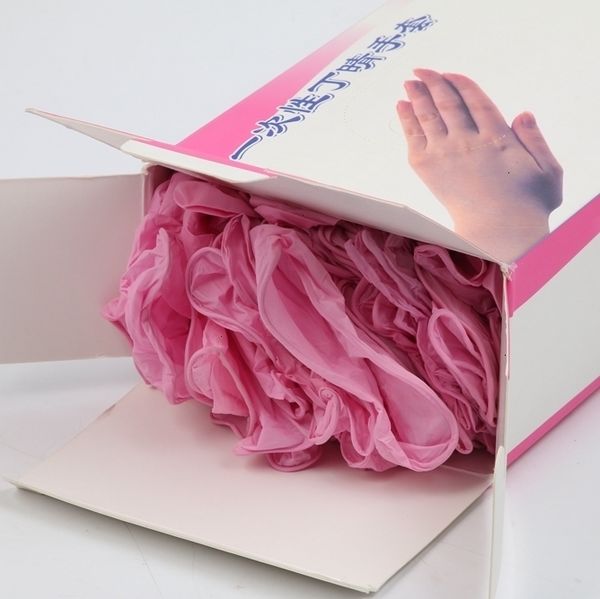 

mskeup safety disposable pink tattoo permanent art salon protective nitrile gloves
