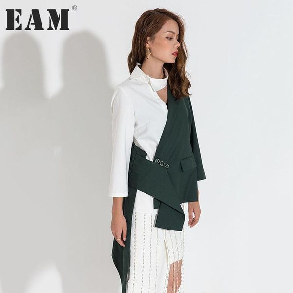

women's jackets wholesale- [] 2022 autumn trendy hit color stitching long sleeve turn-down collar coat loose single breasted jacket wom, Black;brown