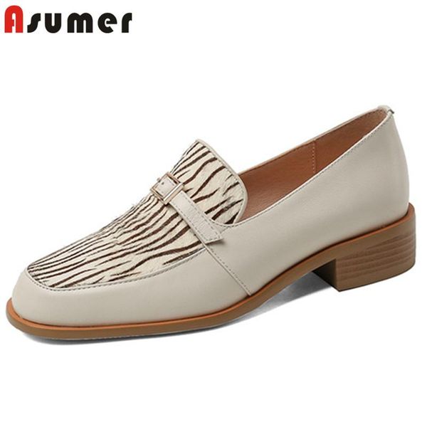 

dress shoes asumer 2021 arrival women pumps horse hair genuine leather buckle spring summer single punk casual woman, Black