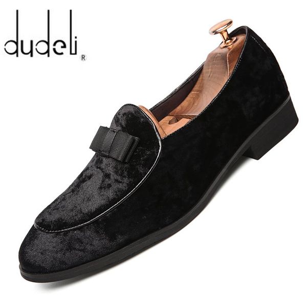 

dress shoes italian design mens breathable soft velvet leather young gentleman banquet prom shoe flat loafer sapato, Black