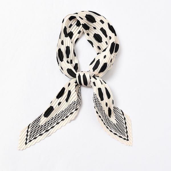

polka dots pleated scarf for women crinkle silk neck wear chic print foulard square bandana head scarves [3982] t200429, Blue;gray
