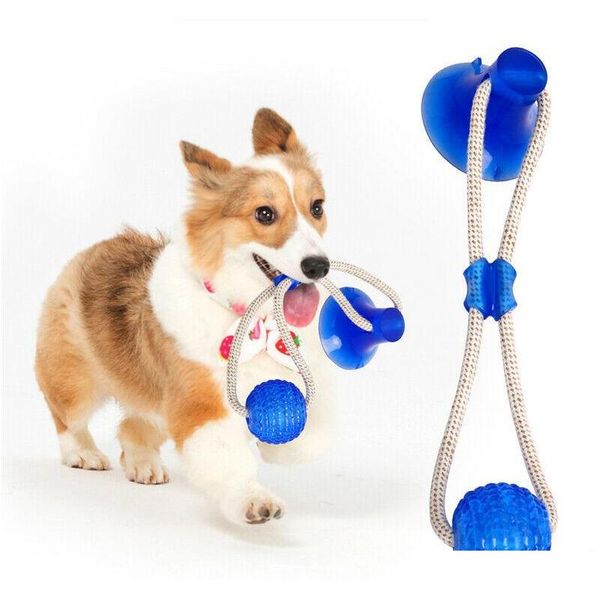 

pet molar bite toy multifunction dog biting toys rubber chew ball cleaning teeth safe elasticity soft dental care suction cup yth1480 irfjt