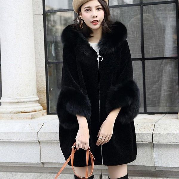 

women's fur & faux 2021 autumn and winter female coat fashion casual jacket short warm top, Black