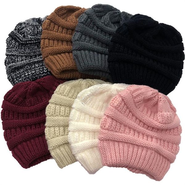 

мода solid color cross хвостик вязаные шапочки зимы женщин warm лыжные шапки открытый мягкая упругая cap спорт bonnet шерстяные шапки d10270, Yellow