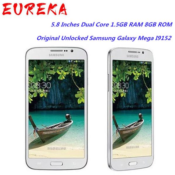 Smartphone touchscreen Samsung Galaxy Mega I9152 sbloccato originale 5,8 pollici 1,5 GB RAM 8 GB ROM 8 MP Dual SIM WIFI Touchscreen