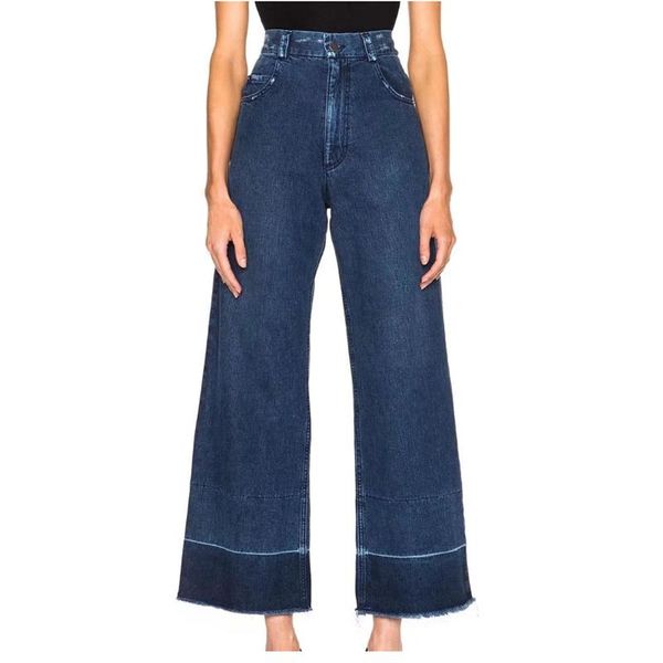 

modstreets gradient jeans baggy woman distressed ankle jeans boyfriend high waisted wide leg denim pants femme casual, Blue