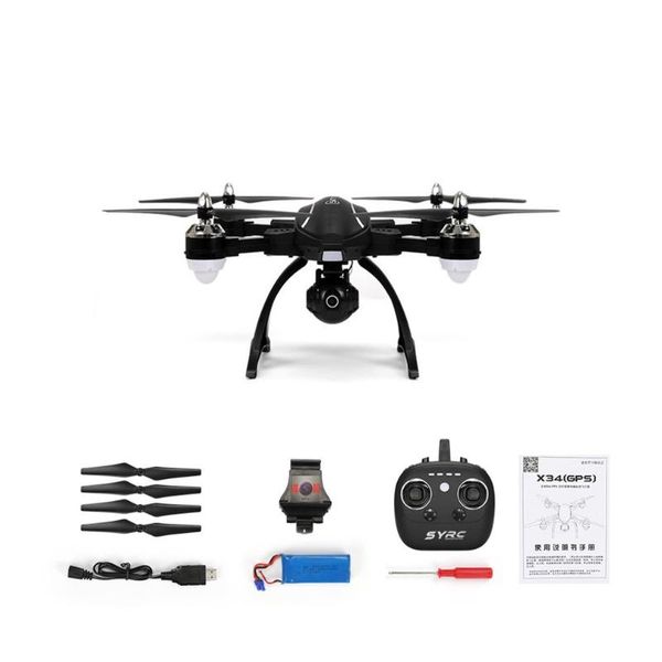

rc drone x34c dual mode 5.8g fpv with 720p hd camera gps altitude one key return headless mode rc quadcopter drone