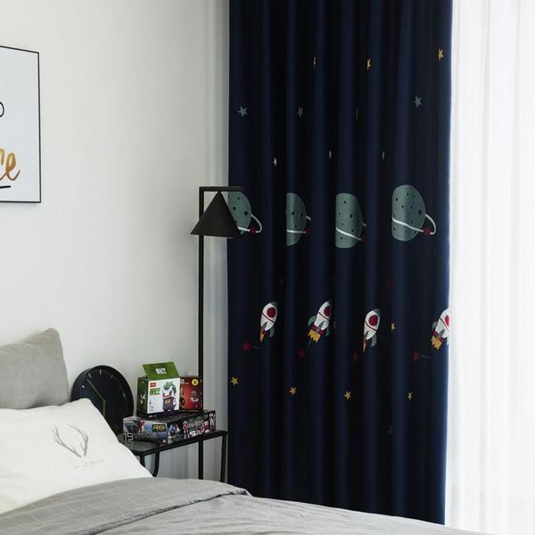 

curtain & drapes boys cartoon navy color high-window shade cloth embroidered curtains finished custom children's room bedroom outer spa