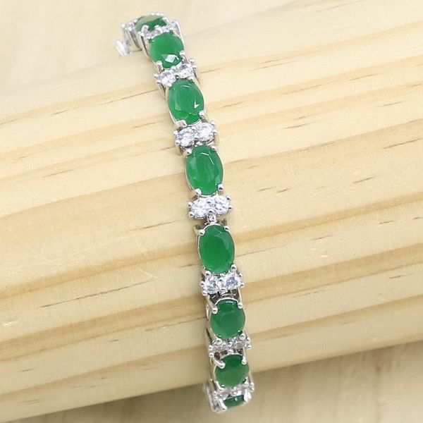 

link, chain silver color bracelet for women 3 colors green purple zircon 19cm gift jewelry, Black