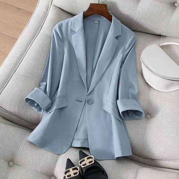 

women's wool & blends elegant women's blazer jacket, for spring-summer, ol, slim, single button, blue, black, office clothes, sell