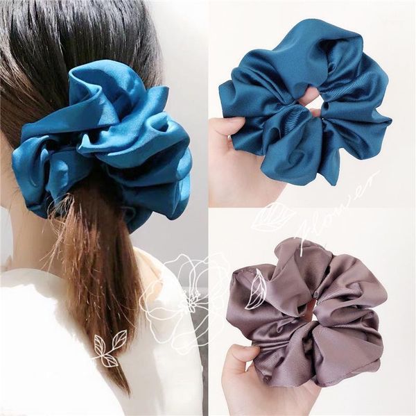 

hair accessories fashion girls silk ribbon cute sweet kids band headband rubber easy matching elastic bands1, Slivery;white