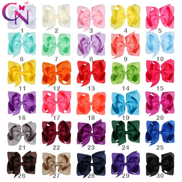 

15//30pcs/lot 6"solid ribbon hair bows with clips for girls kids boutique knot jumbo bows hair clips hairpins hair accessories y20071, Slivery;white