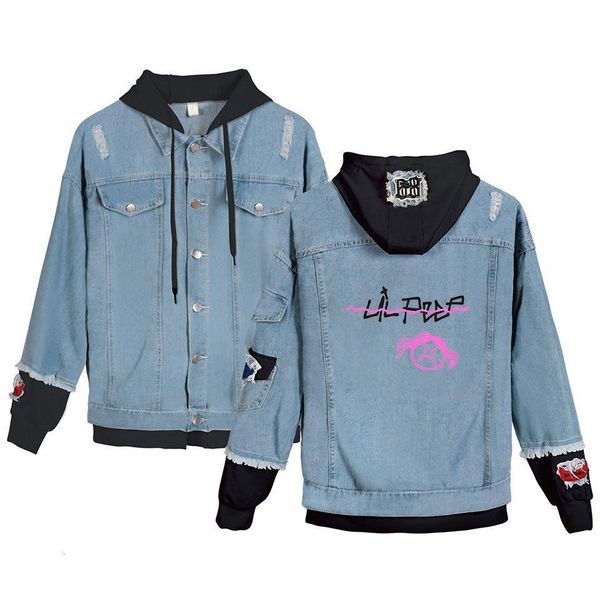 

2020 lil peep loose coat denim jacket men long sleeve coat warm cowboy popular singer jean jackets fashion plus size male 4xl, Black;brown