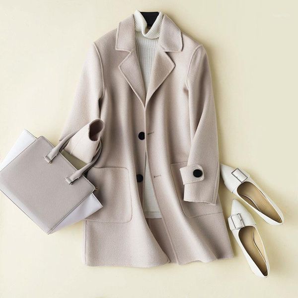 

100% wool autumn winter jacket men handmade double-side woolen coat female korean vintage pink jackets ldr-b2 my19251, Black