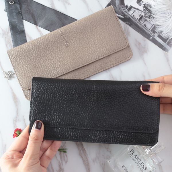 

2020 new ladies flat card holder genuine cow long for women simple classic couple leather wallet