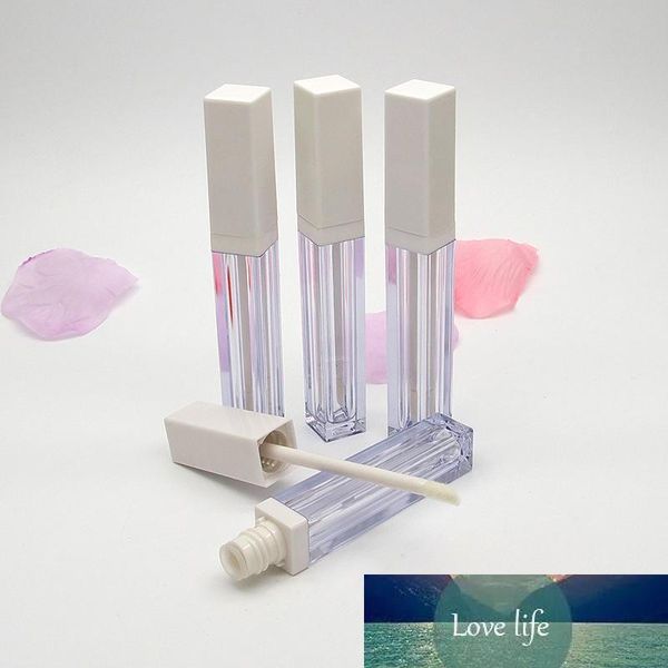 Flaconi per lucidalabbra in plastica trasparente con tubo per rossetto quadrato da 4 ml con tappo bianco Contenitore per cosmetici vuoto