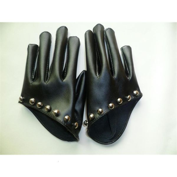 

good quality fashion rivet gulps half palm pu leather gloves women's club dance party glove white black red color