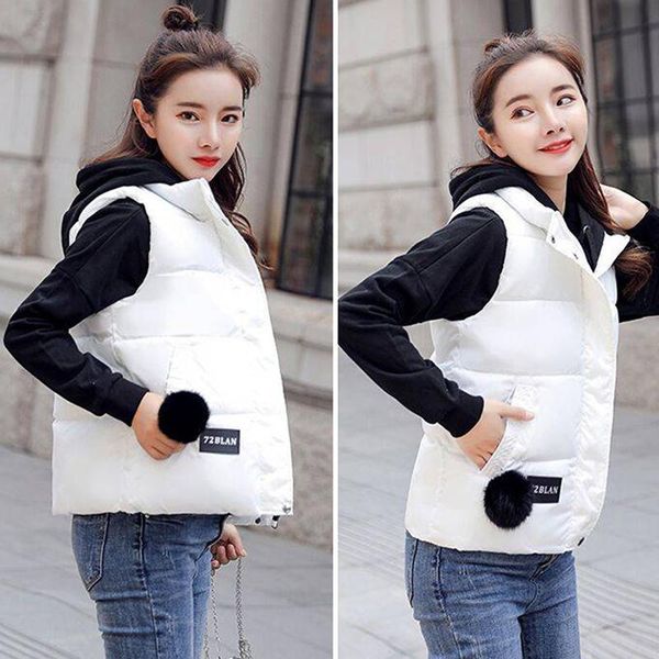 

women parka winter vest 2021 autumn winter women sleeveless jacket coat female casual plus size warm parka vest outerwear 5xl, Black;white